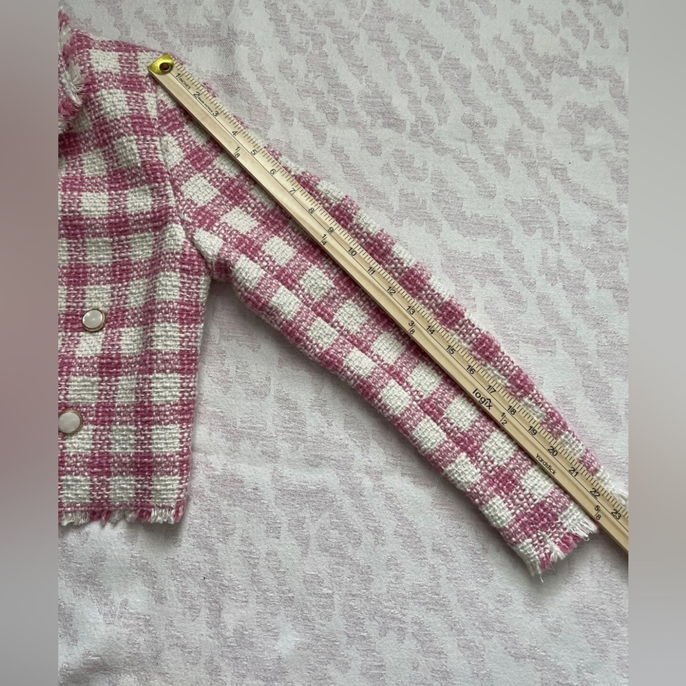 House of Harlow 1960 Plaid Pink and White Blazer - Picture 11 of 12